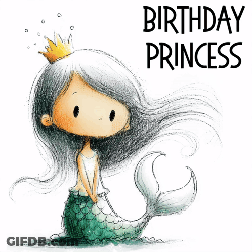 Mermaid With Birthday Princess Text GIF