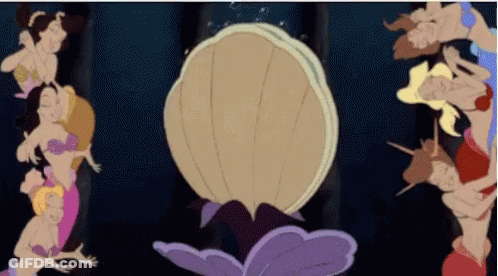 Mermaids Standing Around Large Pearl GIF