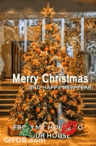Merry Christmas And Happy New Year Christmas Tree GIF