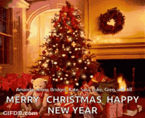 Merry Christmas And Happy New Year Greeting GIF
