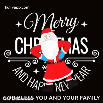 Merry Christmas And Happy New Year Santa Card GIF