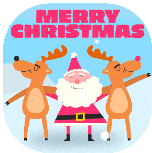 Merry Christmas And Happy New Year Santa Rain Deer Dance GIF