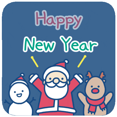 Merry Christmas And Happy New Year Snowman Santa Rudolph Rain Deer GIF