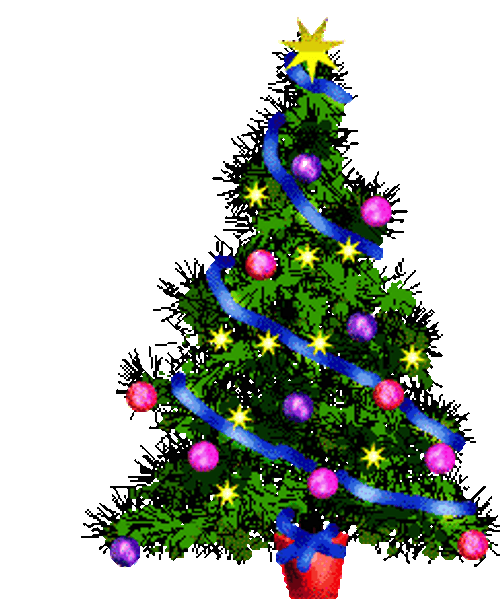 Merry Christmas And Happy New Year Swirling Lights Christmas Tree GIF