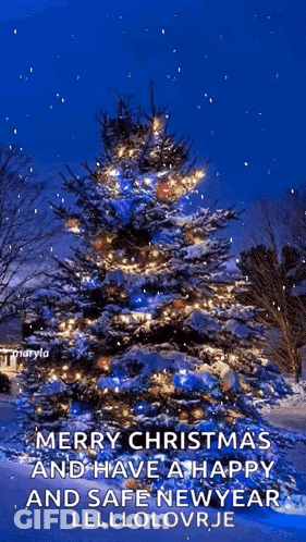 Merry Christmas And Happy New Year With Christmas Tree GIF