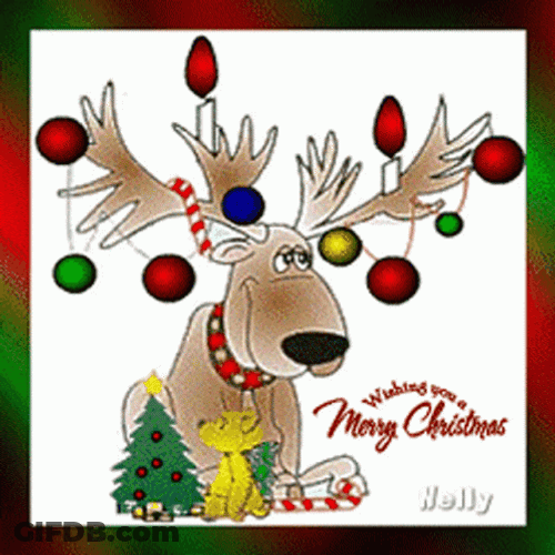 Merry Christmas Animated Deer GIF