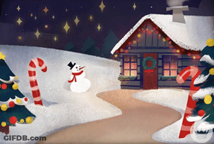 Merry Christmas Animated House GIF