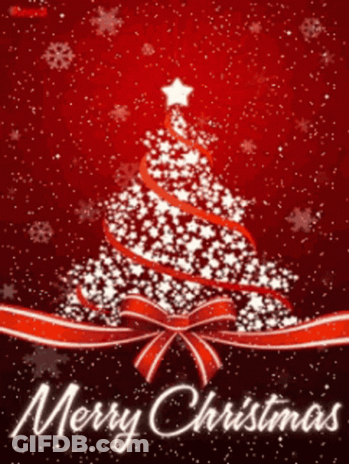 Merry Christmas Animated Red Christmas Tree GIF