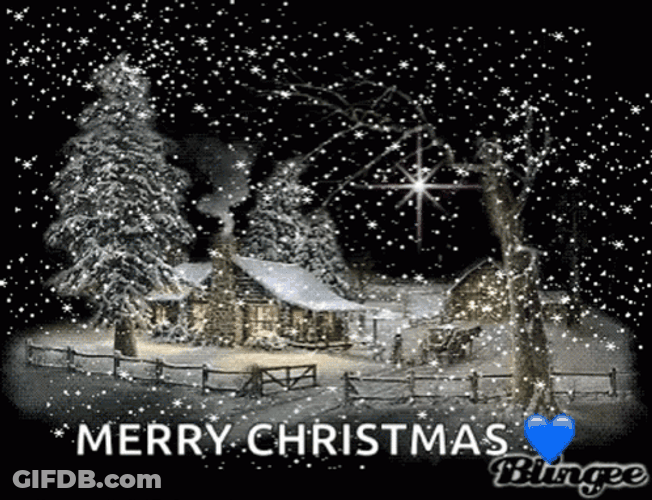 Merry Christmas Animated Snow Raining GIF
