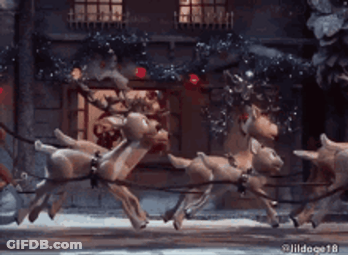 Merry Christmas Black Santa Riding The Sleigh GIF
