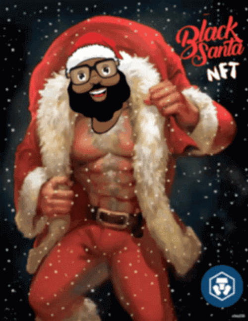 Merry Christmas Buffed Black Santa And Snow GIF