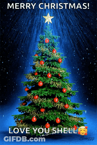 Merry Christmas Card Tree Love You Shell GIF