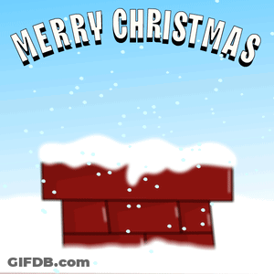 Merry Christmas Card With Brick Chimney GIF