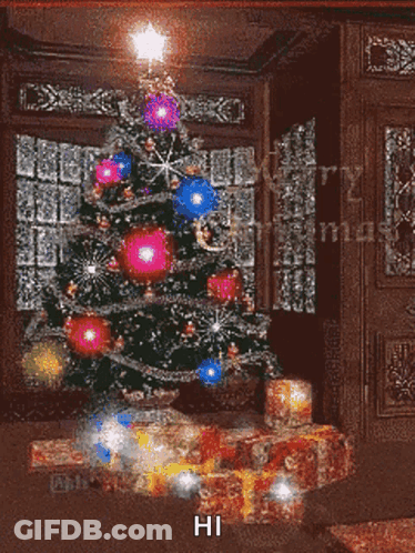 Merry Christmas Card With Christmas Tree GIF