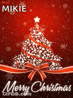 Merry Christmas Card With Christmas Tree And Mike GIF