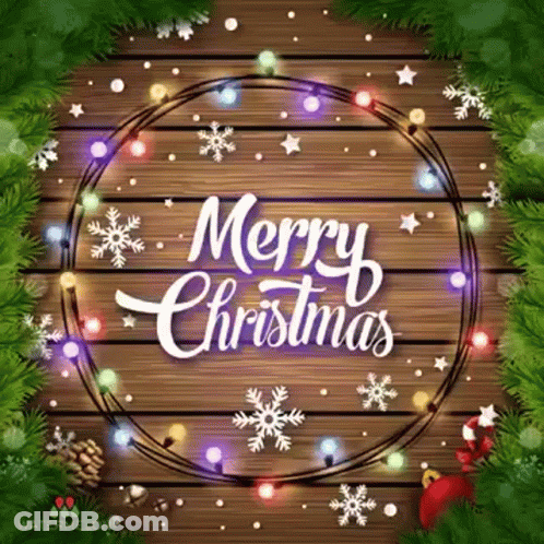 Merry Christmas Card With Christmas Tree And Rabbit GIF