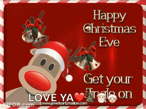 Merry Christmas Card With Ornament And Bells GIF