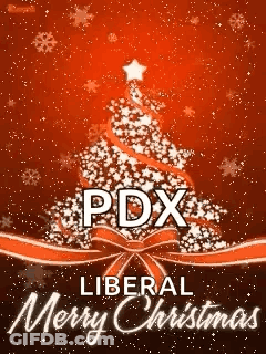 Merry Christmas Card With Tree Saying PDX Liberal Merry Christmas GIF