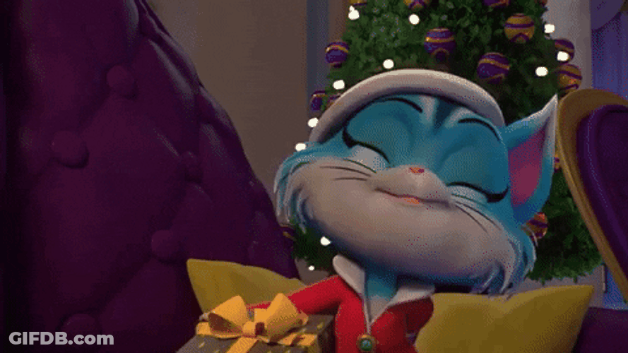 Merry Christmas Cat Giving Gift GIF