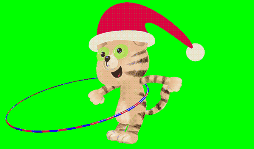 Merry Christmas Cat Hula Hoop GIF
