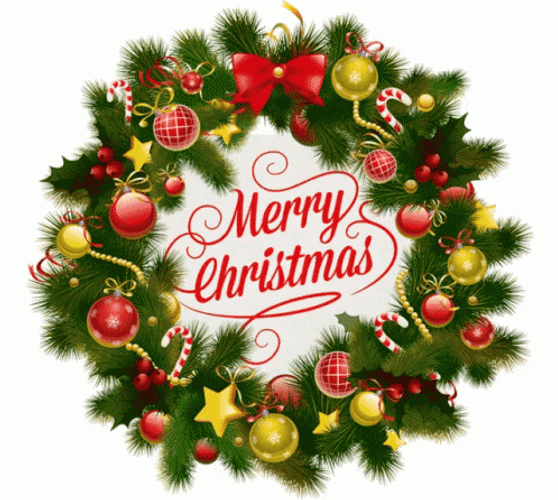 Merry Christmas Colorful Wreath GIF