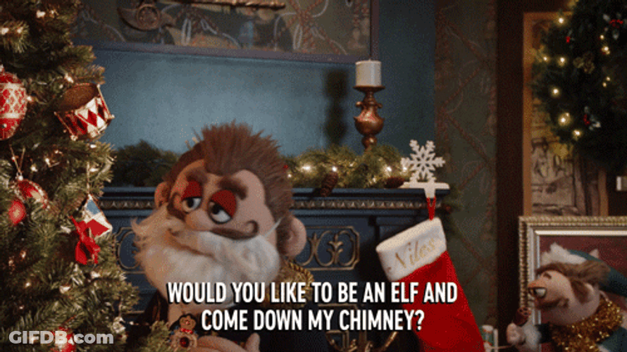 Merry Christmas Elf Come Down GIF