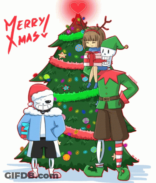 Merry Christmas Elf Skeleton Cartoon GIF