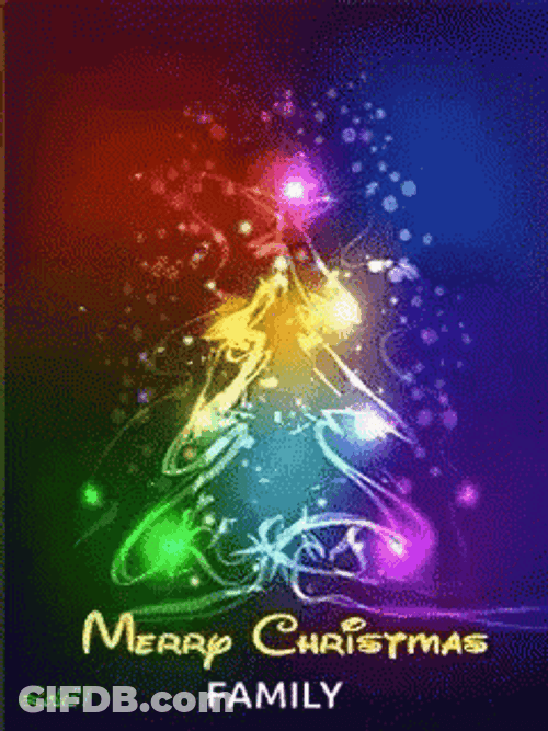 Merry Christmas Family Greeting Tree Lights GIF