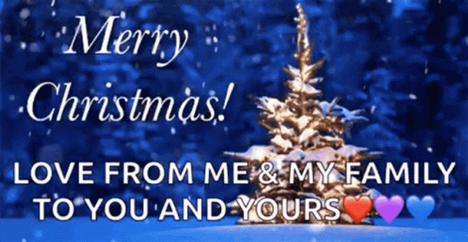 Merry Christmas Family Love Blue Design GIF