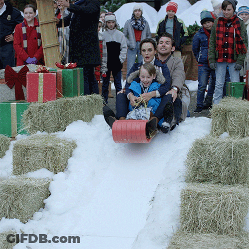 Merry Christmas Family Sledding Snow GIF