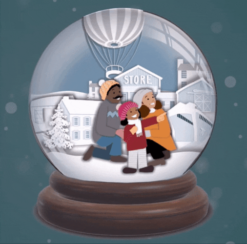 Merry Christmas Family Snow Globe GIF