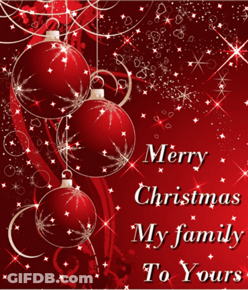 Merry Christmas Family Sparkling Red Balls GIF