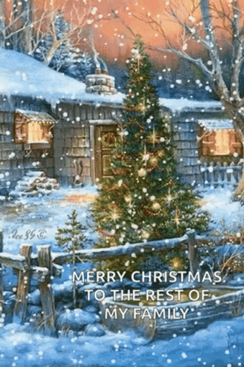Merry Christmas Family Tree Winter Snow GIF