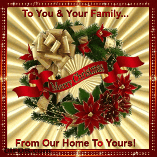Merry Christmas Family Wreath Greeting GIF