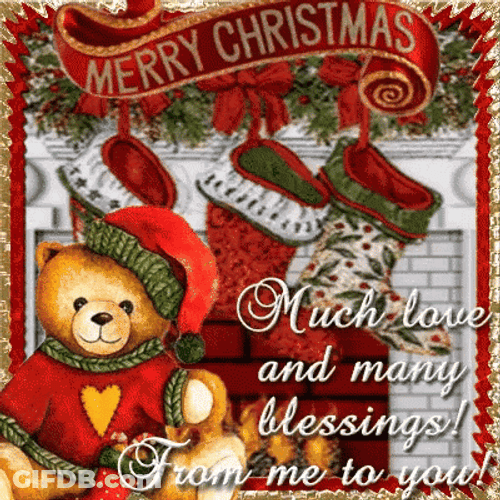 Merry Christmas Friend Love And Blessings Quotes GIF