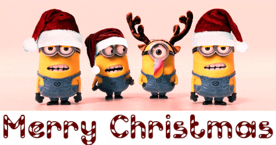 Merry Christmas Funny Singing Minions For Holiday GIF
