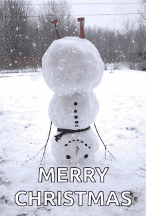 Merry Christmas Funny Snow Man Upside Down GIF
