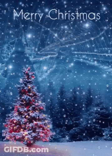 Merry Christmas Greeting Card With Christmas Tree GIF