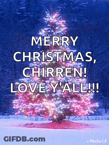 Merry Christmas Greeting Card With Pink Tree GIF