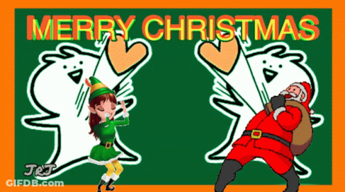 Merry Christmas Greeting Card With Santa And Girl GIF