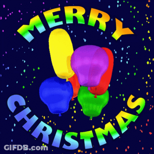 Merry Christmas Greeting With Balloons GIF