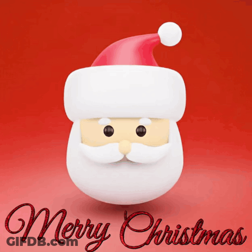 Merry Christmas Greeting With Santa Face GIF