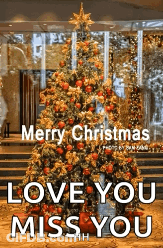 Merry Christmas Love You Miss You Tree Card GIF