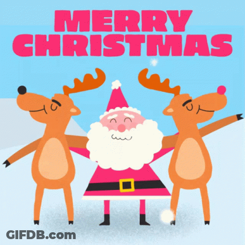 Merry Christmas Santa And Reindeer GIF