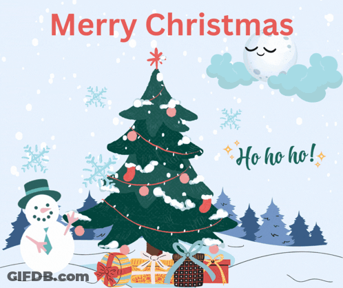 Merry Christmas Santa Claus And Christmas Tree GIF