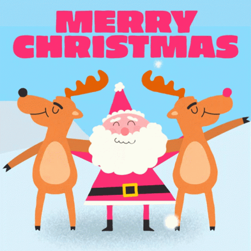 Merry Christmas Santa Claus Reindeers GIF