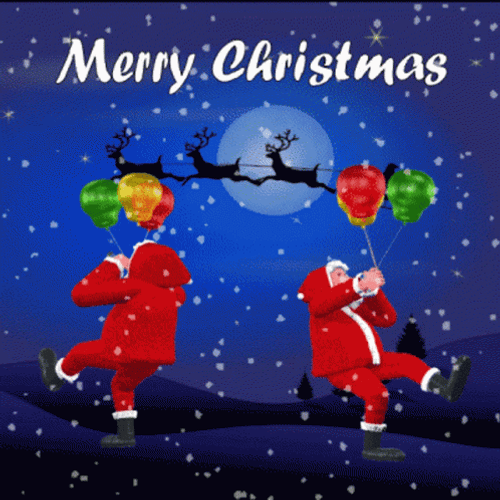 Merry Christmas Santa With Balloons GIF