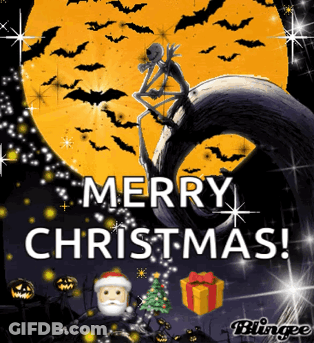 Merry Christmas Skeleton And Santa GIF