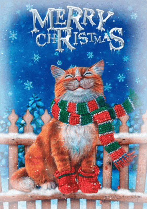 Merry Christmas Snow Cat GIF