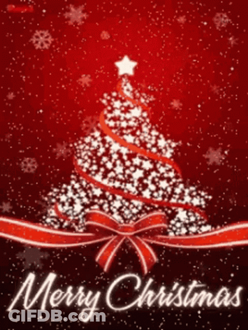 Merry Christmas Wishes Christmas Tree Red Ribbon GIF